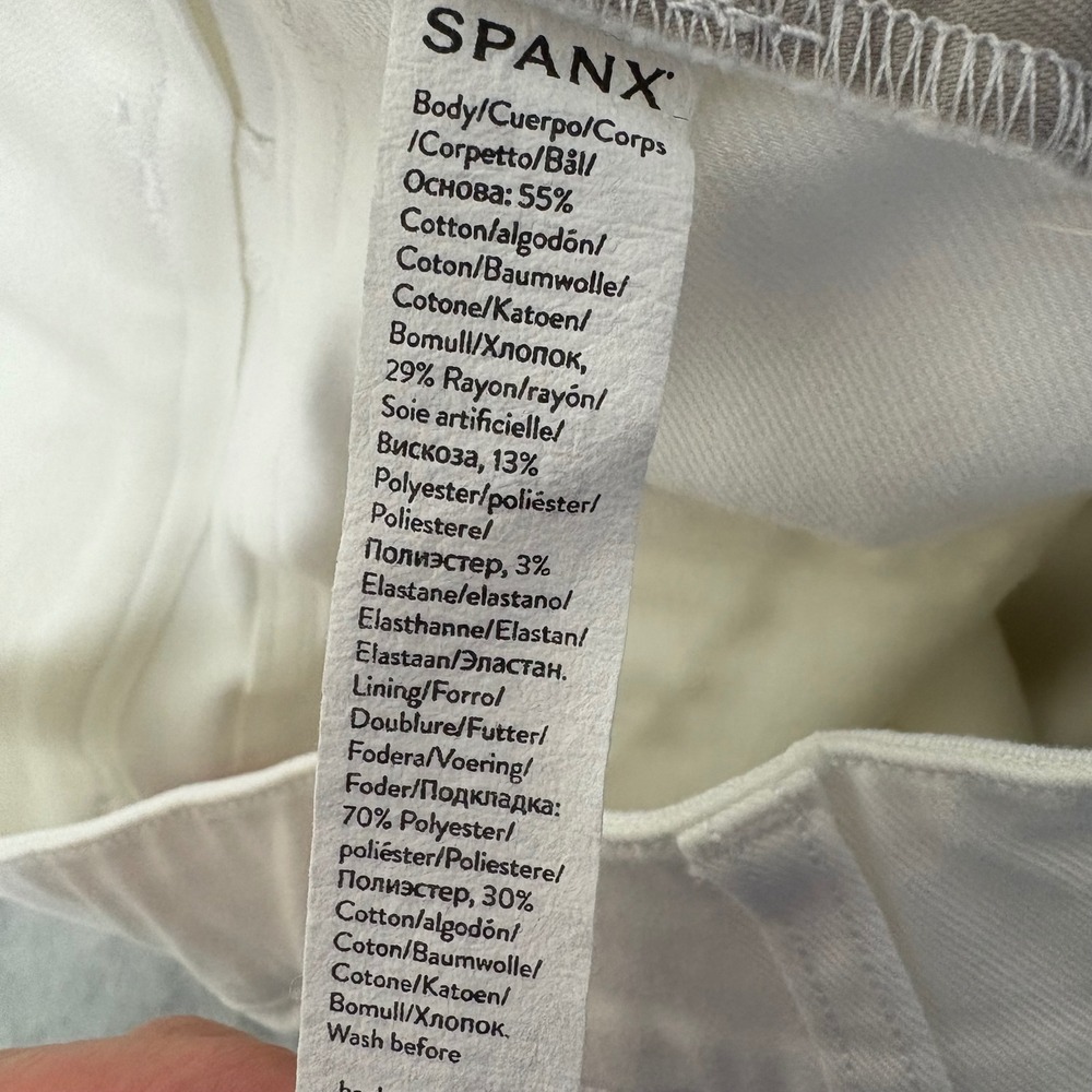 Spanx Stretch Twill Cropped Wide Leg Pants White Sz‎ L Vacation Resort Travel - Picture 7 of 9